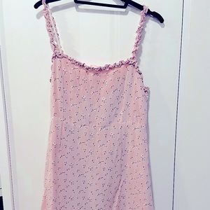 Baby pink, floral mini dress
